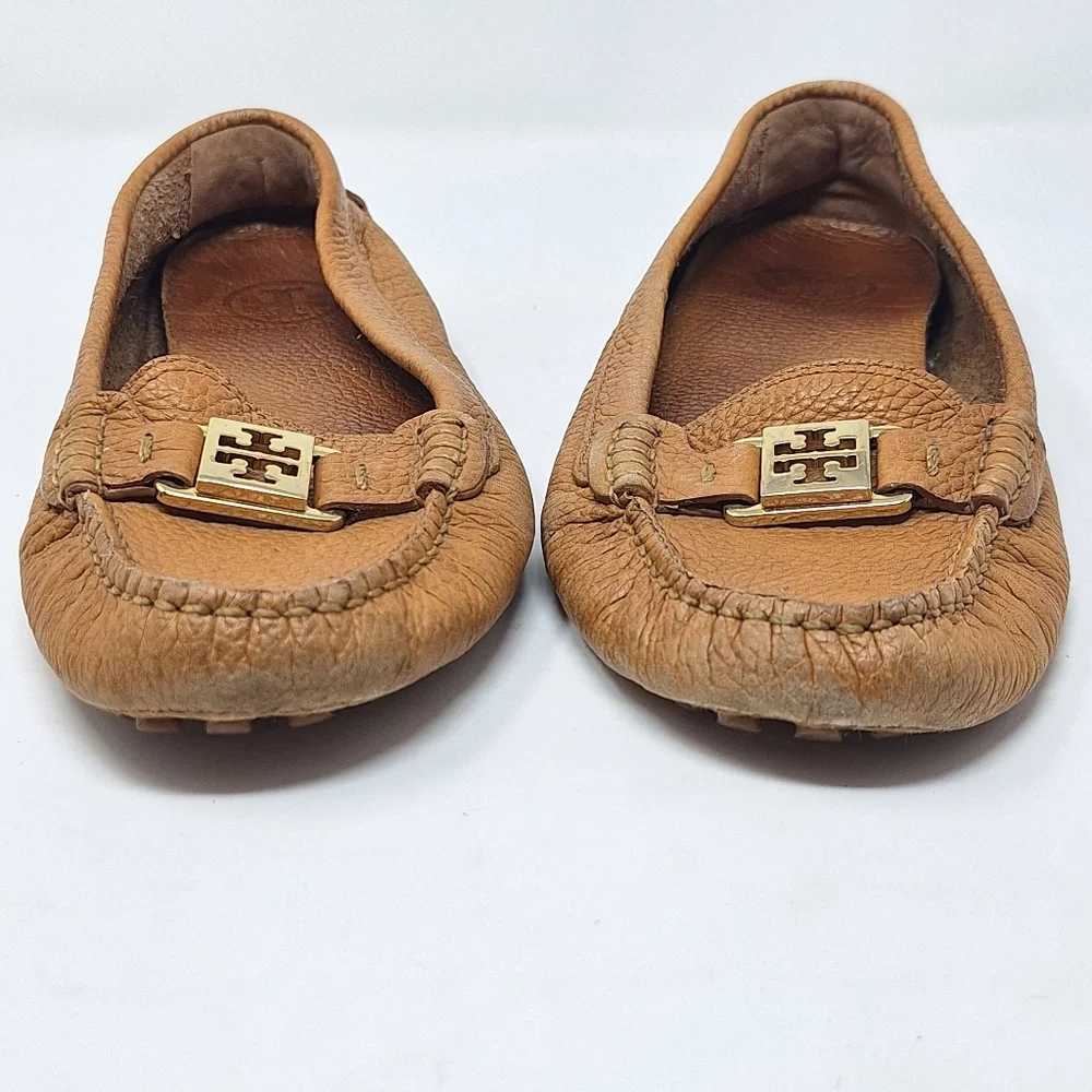 Tory Burch Kendrick Loafers Leather Tan Driving Slip On